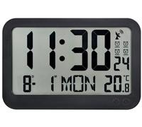Atlanta Orologio da parete radio da tavolo, grande display LCD digitale con temperatura 4 allarmi Snooze Giorno Data Rettangolo - 4519
