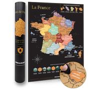 Atlante e mappa da grattare verde della Francia - Mappa da grattare deluxe della Francia con tutti i dipartimenti - Grande (59,4 x 42 cm) - Mappa da gratare dei luoghi visitati - Poster di viaggio
