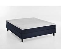 Atlantic Home Collection HAPPY - Letto senza testiera, materasso a molle Bonell, durezza H2, tessuto blu, 160/200 cm, altezza ca. 58 cm
