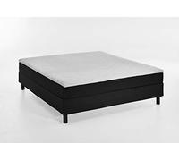 Atlantic Home Collection HAPPY - Letto senza testiera, materasso a molle Bonell, durezza H2, tessuto nero, 160/200 cm, altezza ca. 58 cm