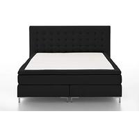 Atlantic Home Collection Letto boxspring ANNI, tessuto strutturato, nero, 160 x 200 cm