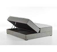 Atlantic Home Collection LUCY - Letto da boxe senza testiera, materasso a molle insacchettate, durezza 2, con topper, colore: Grigio chiaro