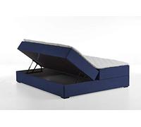 Atlantic Home Collection LUCY - Letto da boxe senza testiera, materasso a molle insacchettate, durezza 2, con topper, blu marino, regina