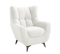 Atlantic Home Collection Poltrona Shawn rivestita in tessuto teddy, bianco, poliestere, 88 cm x 91 cm 98 cm