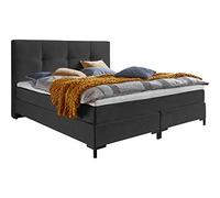 Atlantic Home Collection Romy - Letto a molle con testiera classica, durezza 3, con topper, colore: antracite, 160 x 200 cm
