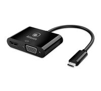 Atlantis A04-TC_HD+V+PD adattatore USB C Type C a HDMI e VGA, 4K 1080p 60 Hz, 1 USB 3.0, 1 PD 65W, connettere PC/Notebook/MAC con uscita USB C a Monitor,Projettore con ingresso HDMI o VGA. Cavo 15 cm.