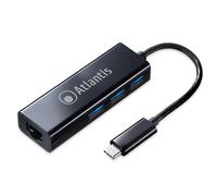 Atlantis Adattatore USB-C a LAN e HUB 3 porte USB 3.0 | Connessione USB-C, cod. A04-TC_LAN+HB