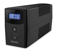 Atlantis Gruppo di Continuità Line Interactive 1000VA/600W USB frontale 12W | Onda PseudoSinusoidale, LCD, Stabilizzatore AVR a 3 stadi, 2 Schuko, cavo integrato, USB, batteria 12V 9Ah, cod. A03-S1000P