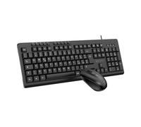 Atlantis KC710 Tastiera e Mouse con Filo USB, ITA - QWERTY, Nero | Mouse e tastiera con filo da 1,5m ciascuno; 10 tasti rapidi e tasto Copilot; mouse ottico ambidestro, 800/1200/1600 DPI