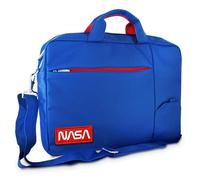 Atlantis NASA edition Borsa notebook 15.6" pollici a tracolla, imbottitura interna, vano porta documenti, tasca esterna per accessori, fascia per aggancio Trolley . Cinghia a tracolla, colore blu.
