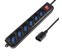 Atlantis P011-SL3006P-B Striscia Multipresa 4 Prese Italiano/Europa/Schuko Bipasso da 10A/16A Presa Iec (Pc), 2500 W, Nero