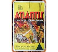 ATLANTIS THE LOST CONTINENT Poster del film George Pal Fantascienza Movie Poster, Targa in metallo stile vintage, classico poster da parete decorazione da parete per bar ristorante uomo grotta