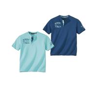 ATLAS FOR MEN - Set di 2 Magliette da Uomo - Maglietta Uomo Manica Corta - Colletto Tunisino - Massimo Comfort ed Eleganza Casual - Disponibili nelle Taglie Grandi