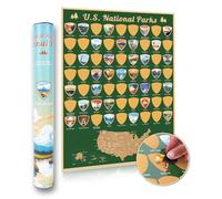 Atlas & Green Poster da grattare con mappa dei parchi nazionali degli Stati Uniti, mappa dei parchi nazionali degli Stati Uniti, poster da grattare con mappa degli Stati Uniti, poster con mappa del