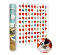 Atlas & Green Top 100 destinazioni Scratch Off Poster. A2 World Travel Poster. Around the World Bucket List Scratch Poster con tubo regalo