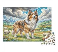 Atlas Shepherd - Carta - Incrocio di Collie nel campo con pecore - Set puzzle - Regalo Secret Santa stimolante per la mente - 38x26cm/1000 pezzi