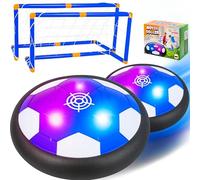 Atlasonix Pallone da calcio Hover - Pallone da calcio indoor, giochi giocattolo volanti per interni (2 dischi galleggianti + 2 porte), regalo di compleanno per ragazzi, gioco silenzioso per interni