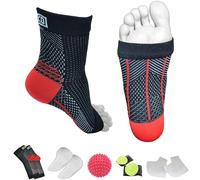 Atlecko Kit di 12 calzini per fascite plantare, 2 paia e accessori - Manicotti a compressione, sollievo dal dolore da artrite, supporto alla caviglia per uomini e donne (S/M)