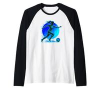 Atleta di calcio delle donne che si muovono velocemente giocano Maglia con Maniche Raglan