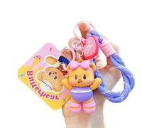 Atletico Cartoon Bear Bag Charm Leggero Portachiavi Decors Adorabile PVC Design Holder Bag Ciondolo Per Adulti Novità Sport a tema Portachiavi Regalo, Viola
