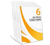 Atliberswo 6 espositori da tavolo A5 - a forma di L, in acrilico, formato A5, design trasparente, obliquo, cartelli buffet, espositore pubblicitario per ristoranti, uffici, caffetterie, mostre