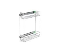 ATM Carrello portabottiglie estraibile per mobile di cucina, Montaggio laterale, Modulo 20 cm - cargo con chiusura morbida sinistro estrazione totale regolazione 3D - Cromo Lucido