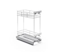 ATM Carrello portabottiglie estraibile per mobile di cucina, Montaggio laterale, Modulo 30 cm - cargo Soft-Close estrazione totale regolazione 3D frontale - Cromo Lucido