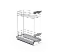 ATM Carrello portabottiglie estraibile per mobile di cucina, Montaggio laterale, Modulo 30 cm - cargo Soft-Close estrazione totale regolazione 3D frontale - Argento Opaco