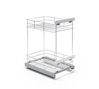 ATM Carrello portabottiglie estraibile per mobile di cucina, Montaggio laterale, Modulo 40 cm - cargo Soft-Close estrazione totale regolazione 3D frontale - Cromo Lucido