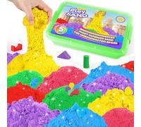AtMini Wonder Sand Rainbow Mix Set - 5 kg di sabbia da gioco con 6 colori, sabbia da impastare per bambini con coperchio per bambini 3 4 5 6 7 anni (verde smeraldo)