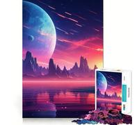 Atmosfera da tramonto in un tripudio di luci al neon per adolescenti, puzzle da 1000 pezzi, attività per migliorare la memoria, modello da assemblare a casa, regalo perfetto 38x26cm