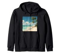 Atmosfera di Vacanza sotto Le Palme con Sandy Beach Felpa con Cappuccio