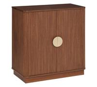 Atmosphera - Aparador Wany - Mueble de almacenaje de 2 puertas y 1 estante - Madera efecto nogal y tiradores de Acero Dorado - Diseño Moderno y Elegante - 80x40cm