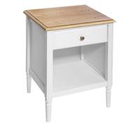 Atmosphera - Comodino Solen, Bianco e Legno, L 45 x P 40 x H 61 cm, 1 cassetto, cuccia portaoggetti - per camera da letto, soggiorno, mobile