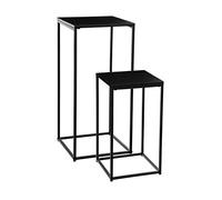 ATMOSPHERA CREATEUR D'INTERIEUR ATM-140352 Atmosphera-Set di 2 tavolini in Metallo, Stile Industriale, Colore: Nero, Lega di Acciaio, S : L. 30 x l. 30 x H. 54 cm