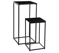 ATMOSPHERA CREATEUR D'INTERIEUR ATM-140352 Atmosphera-Set di 2 tavolini in Metallo, Stile Industriale, Colore: Nero, Lega di Acciaio, S : L. 30 x l. 30 x H. 54 cm