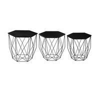 ATMOSPHERA CREATEUR D'INTERIEUR ATM-157235 Atmosphera-Set di 3 tavolini da caffè in Legno e Metallo, Colore: Nero, ingegnerizzato, cm
