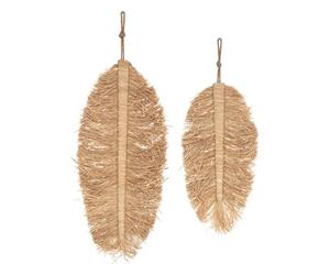 ATMOSPHERA CREATEUR D'INTERIEUR Atmosphera-Set di 2 Decorazioni da Parete in Raphia, Legno, cm