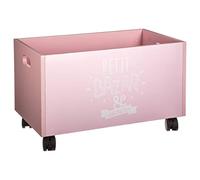 ATMOSPHERA CREATEUR D'INTERIEUR Baule in Legno con rotelle per Bambini - Colore: Rosa e Bianco