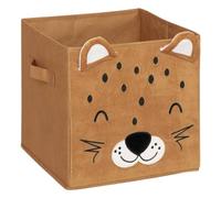 Atmosphera – Cesta pieghevole – Stampa leopardo – Velluto 29x29 cm per giocattoli e libri, giallo