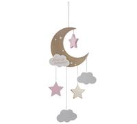 ATMOSPHERA CREATEUR D'INTERIEUR - Lampada a Sospensione per Bambini Lune in Legno Rosa h46,5 cm