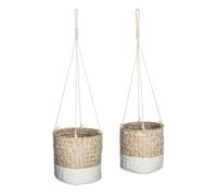 ATMOSPHERA CREATEUR D'INTERIEUR - Set di 2 coprivasi in canna bianca Etnik D12 15cm