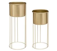 ATMOSPHERA CREATEUR D'INTERIEUR - Set di 2 vasi artif in metallo dorato