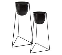 ATMOSPHERA CREATEUR D'INTERIEUR - Set di 2 vasi in metallo nero