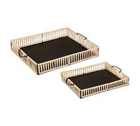ATMOSPHERA CREATEUR D'INTERIEUR Set di 2 vassoi Cosy Metal e Rattan