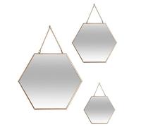 Atmosphera Set di 3 specchi da parete esagonali dorati 20/25/30 cm per trucco