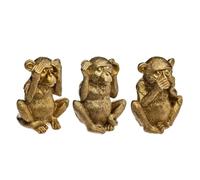 ATMOSPHERA CREATEUR D'INTERIEUR - Set di 3 Statuette Dorate della Saggezza della Scimmia h17cm