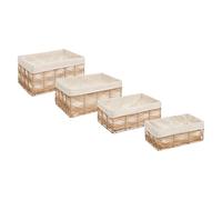 ATMOSPHERA CREATEUR D'INTERIEUR - Set di 4 cassette in rattan rosy l33 37 43 48cm beige