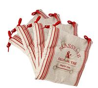 ATMOSPHERA CREATEUR D'INTERIEUR Set di 4 Cuscini Imbottiti con attacchi - 40 x 40 cm - Stile bistrot - Colore: Lino e Rosso