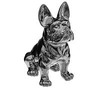 ATMOSPHERA CREATEUR D'INTERIEUR - Statuetta in ceramica argentata bulldog h12cm